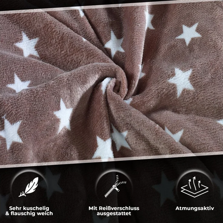 Malika Wendebettwäsche 200x200 + 2x 80x80 cm Cashmere Touch Sterne Bettwäsche, atmungsaktiv, Für Allergiker geeignet, pflegeleicht, angenehm weicher Stoff – Bild 4
