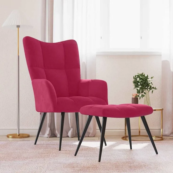 Relaxsessel mit Hocker Weinrot Samt [328089]