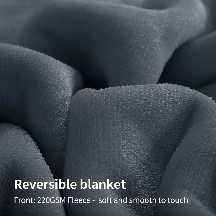 Kuscheldecke Sherpa Fleece Couchdecke XXL 220 x 240 cm Anthrazit – Bild 4