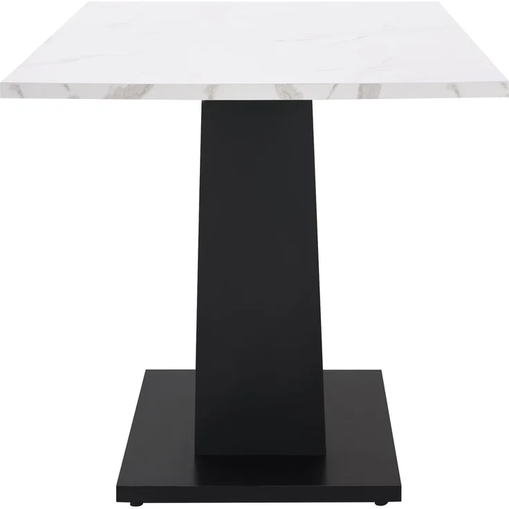 140 x 75.5cm Esstisch,(1-St), moderner Küchentisch, Gestell aus Metall Rechteckiger Esstisch aus Moderner Marmormuster Küchentisch mit verstellbaren Füßen für Esszimmer Wohnzimmer, Weiß/Schwarz – Bild 10