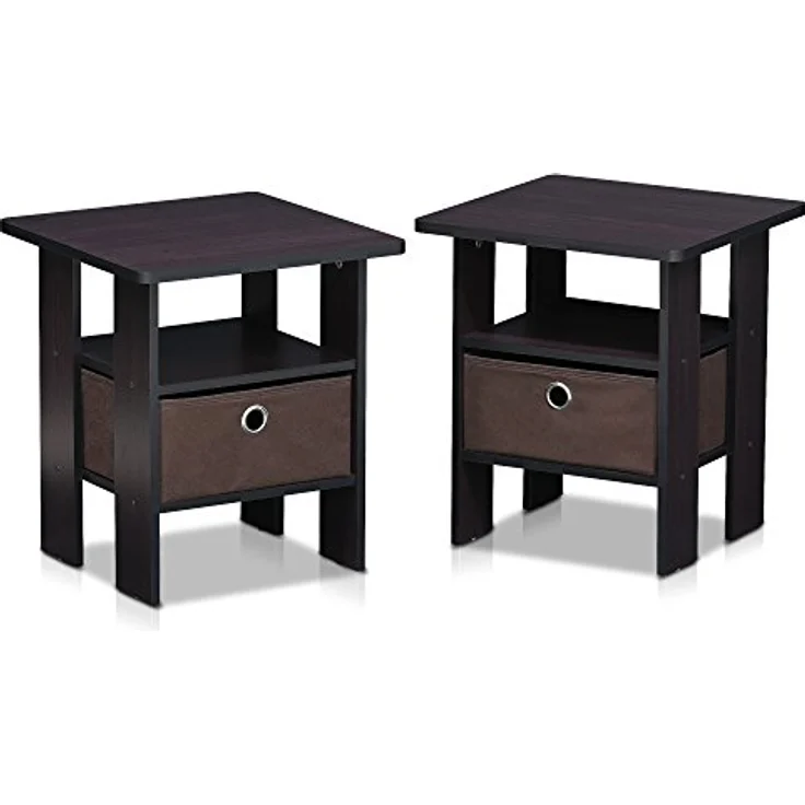 Furinno Andrey Beistelltisch Nachttisch mit Schublade, Dunkle Walnuss, 39. 37x39. 37x44. 45 cm – Bild 5