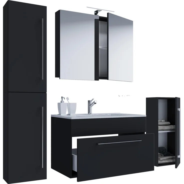 Nywo Bad Möbel Set Waschbecken Unterschrank Wandspiegel Badezimmer Waschtisch