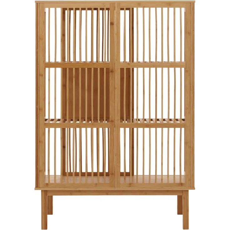 Mendler 'HWC-N81' Badregal mit 3 Regalböden und Schiebetür, Bambus natur, 80 x 45 x 112 – Bild 8