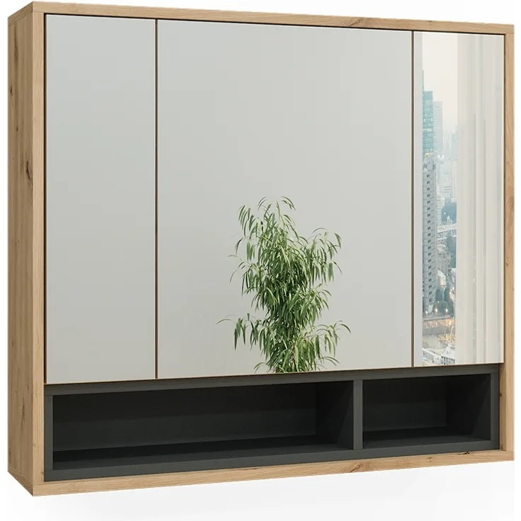 Badspiegelschrank Beatrice Artisan Eiche/Anthrazit 80 x 72 cm Vicco