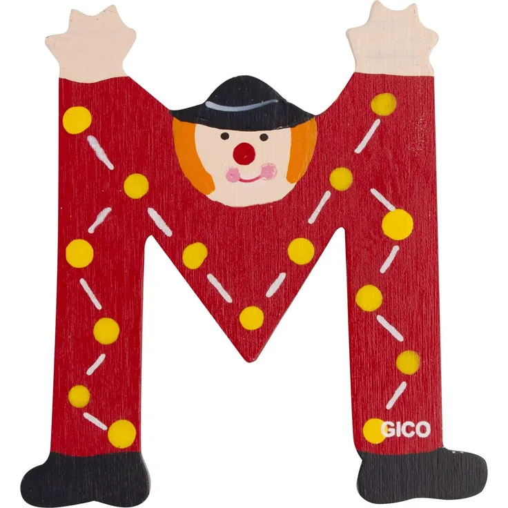 Holzbuchstaben Name Kinderzimmer groß Deko für die Tür, lustige Clowns, A-Z, Höhe ca. 9 cm, Holz Buchstabe 7361 (M)