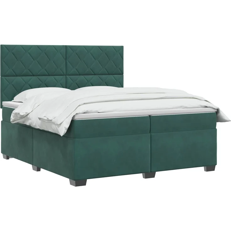 vidaXL Boxspringbett mit Matratze Dunkelgrün 200 x 200 cm Samt 3453719 – Bild 3