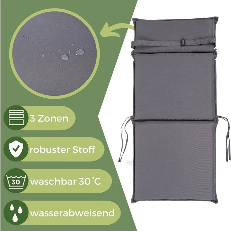Albatros International Stuhlkissen Albatros Sitzauflage Gartenstuhlauflagen Sitzpolster, Sitzpolster Sitzkissen Outdoor Anthrazit Hochlehner Auflage UV – Bild 3