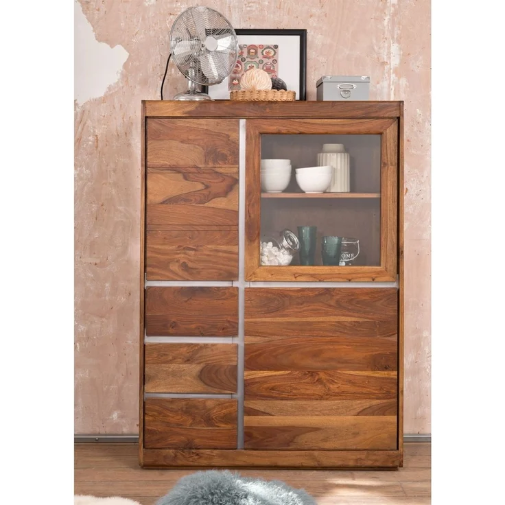 Highboard Sheesham 102x40x147 noble unique lackiert SYDNEY #125 – Bild 3