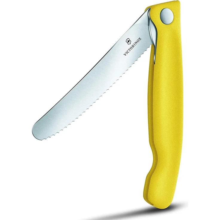 Victorinox Swiss Classic faltbares Gemüsemesser Wellenschliff (11 cm), Gelb – Bild 1