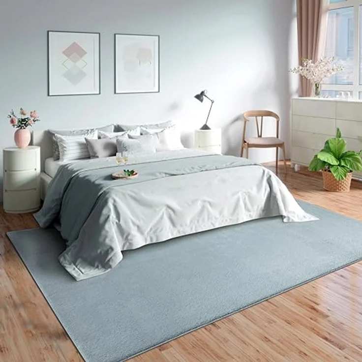 Mia's Teppiche Olivia Wohnzimmer/Schlafzimmer Teppich - waschbar - 120 cm Rund, Blau – Bild 1