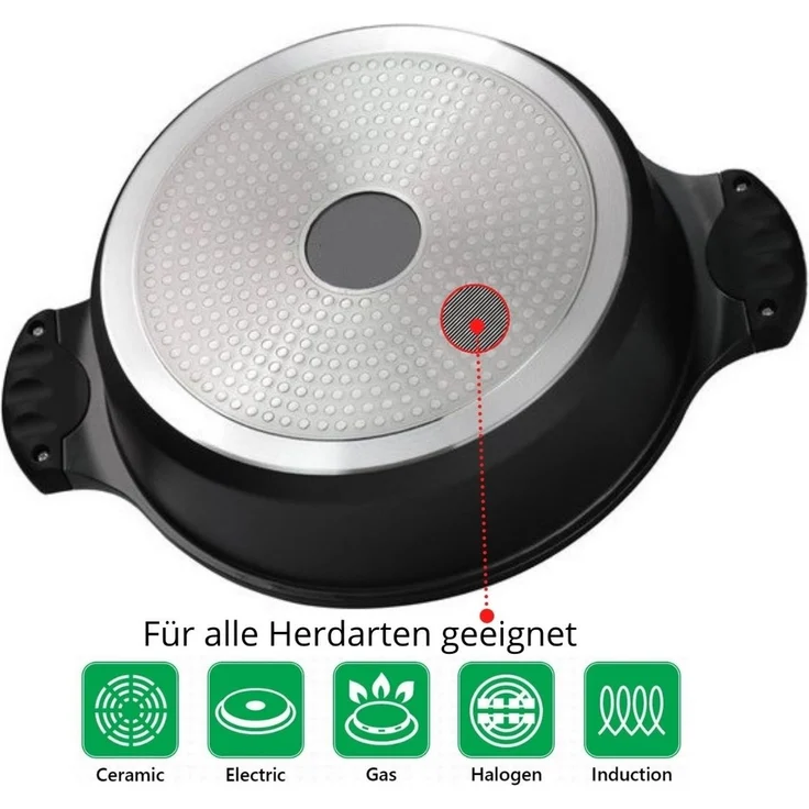 Aluguss Tajine Tagine Ø28cm Induktion Silikongriffe Gartopf Dampfgarer Bräter schwarz – Bild 3