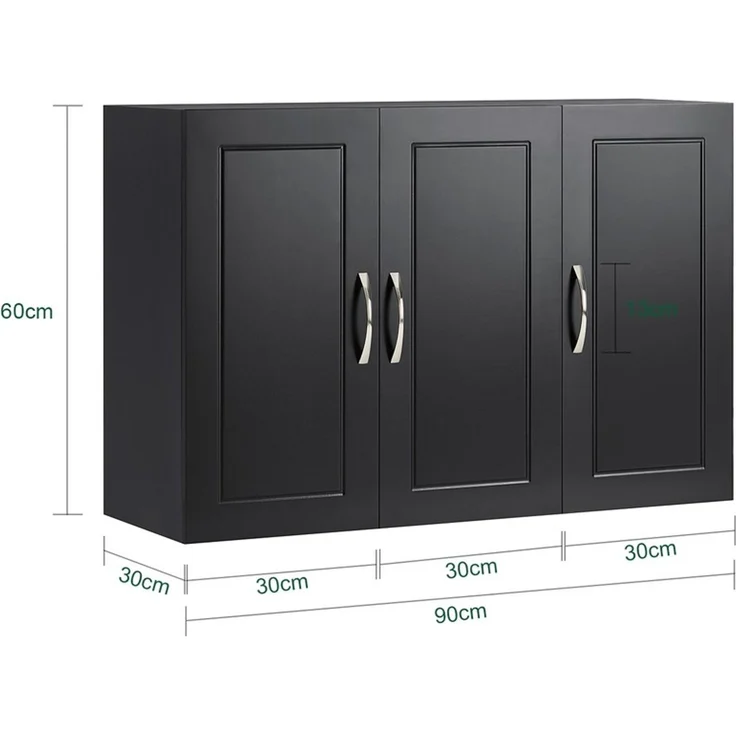 SoBuy FRG231-L-SCH Hängeschrank, MDF, Lackiert, Schwarz, 90 x 60 x 13 cm – Bild 3