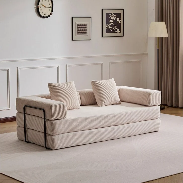 Leawin Sofa 4-in-1 Wohnzimmersofa mit Bettfunktion – faltbares Cord Schlafsofa, Bequemes & modernes Schlafsofa aus Cord – ideal für kleine Räume – Bild 5