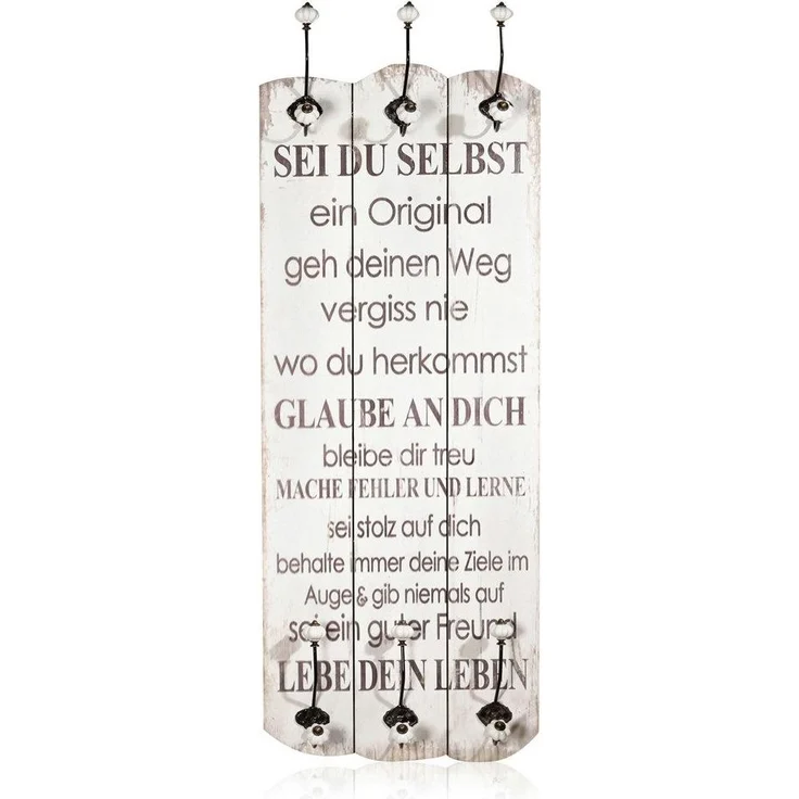 Wandgarderobe 100x40cm Sei Du Selbst 6 Kleiderhaken Flurpaneel Holz Deko Eingang – Bild 6
