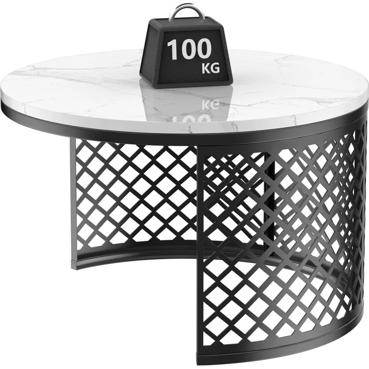 Nesting-Couchtisch 70x70x45 cm – Platzsparendes 2er-Set in Weiß & Schwarz – Bild 10