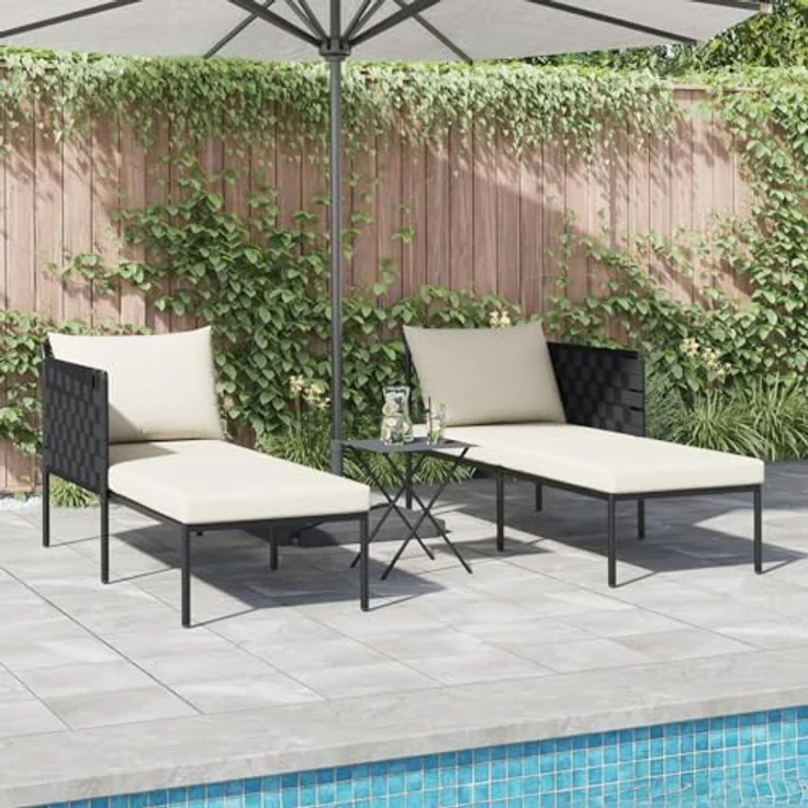 vidaXL Doppel-Sonnenliege mit Kissen, Anthrazit, 115x153x69,5 cm, pulverbeschichteter Stahl, klappbar, bis zu 2 Personen – Bild 3