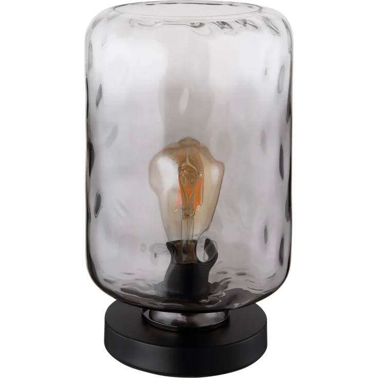 Tischleuchte, schwarz, Glas rauch, H 32,5 cm – Bild 2