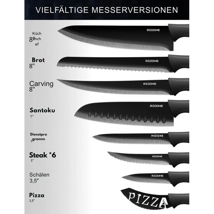 Vivitar Universalküchenmesser Profi 17-teiliges Küchenmesser Set Messerschärfer & Acryl Messerblock, mit Kochmesser, Santokumesser, Brotmesser, Steakmessern, Schere – Bild 2