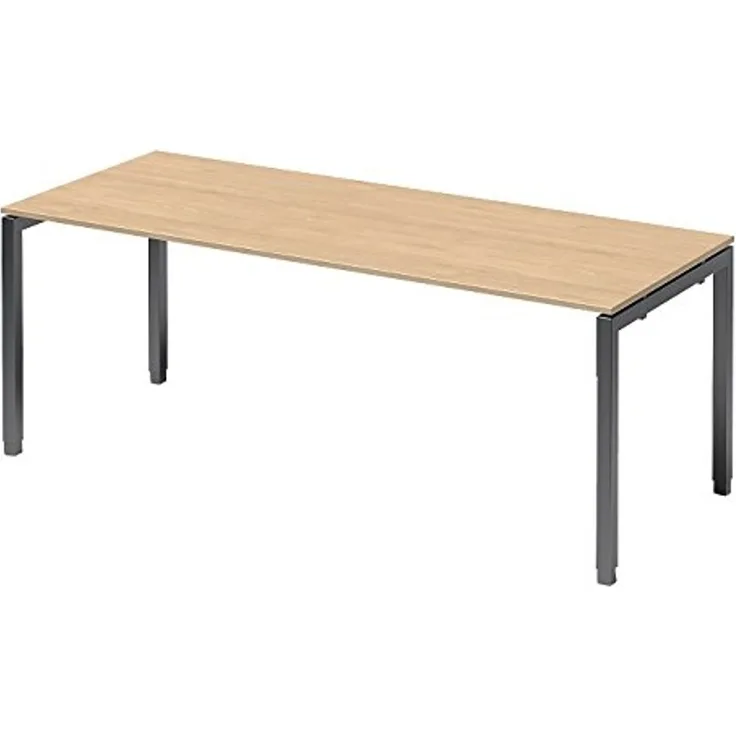 BISLEY Cito Schreibtisch, 650-850 mm höheneinstellbares U-Gestell, Metall, Mp334 Dekor Ahorn, Gestell Anthrazitgrau, 80 x 200 x 85 cm