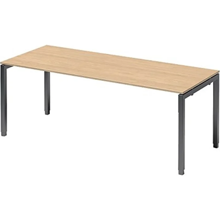 BISLEY Cito Schreibtisch, 650-850 mm höheneinstellbares U-Gestell, Metall, Mp334 Dekor Ahorn, Gestell Anthrazitgrau, 80 x 200 x 85 cm – Bild 1