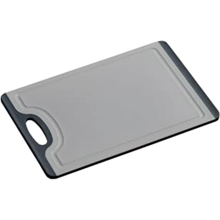 Schneidebrett „Rutsch-Stopp“ grau 23,5×14 cm – hochwertiger Kunststoff, spülmaschinengeeignet, mit Spezialbeschichtung gegen Verrutschen für sicheres & komfortables Schneiden – Bild 2