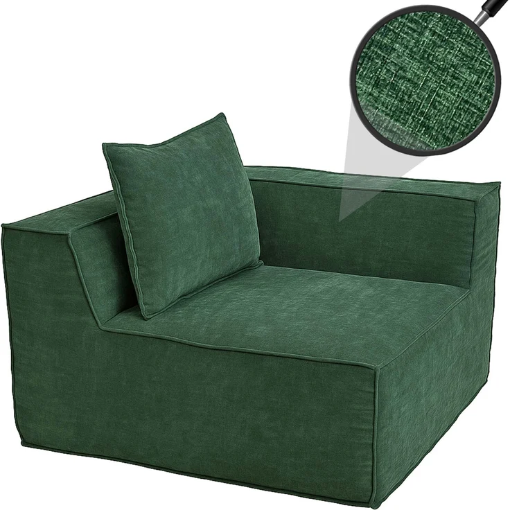 Eckteil/Zubehör für Sofa HWC-O54, Loungesessel Polstersessel Armlehne, Stoff/Textil (300g/m²) 63x97x97cm ~ grün – Bild 1
