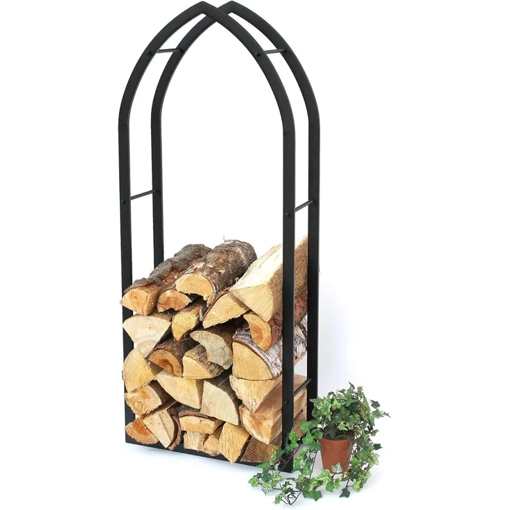 Kaminholzregal Innen Schwarz Metall Kaminholzständer MOS 123 cm Holzkorb Kaminholzhalter Feuerholzregal Holzregal – Bild 4