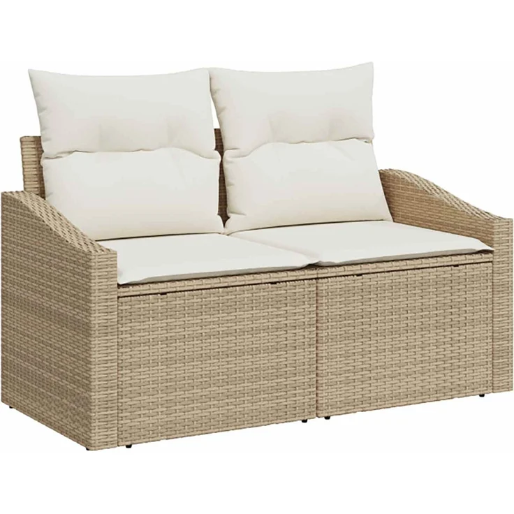 vidaXL Sofa Set 5 stk. Beige und Cremeweiß Polyrattan und Stahl 3447824 – Bild 3