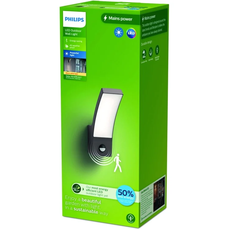 Philips LED Außenwandleuchte Splay anthrazit mit Bewegungssensor warmweiß – Bild 2