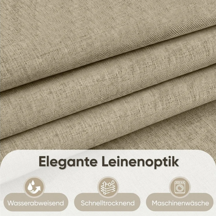Sekey Duschvorhang Textil Duschvorhang Wannenvorhang Waschbar wasserabweisend mit Ringe Breite 180 cm (Packung, inkl. 12 Ringe), Badewannenvorh, 100% Polyester, Leinenoptik 180x200cm Weizen – Bild 3
