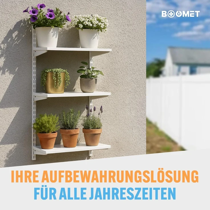 BOOMET Wandregalhalter Regalträger 2-reihig für Wandschienen, 1 10-tlg, Regalsystem Weiß 17cm Wandregalhalter Regalwinkel – Bild 6
