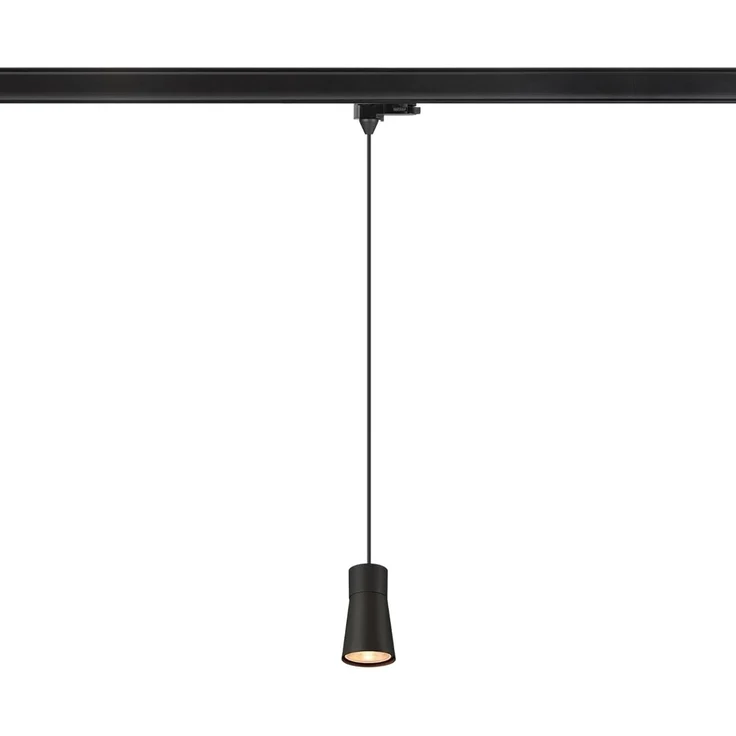 SLV PURI 2.0 Cone, 3~ Pendelleuchte, GU10, Pendellänge 200cm, 1x max. 6W, schwarz - Leuchten mit 3 Phasen Adapter 230V – Bild 1