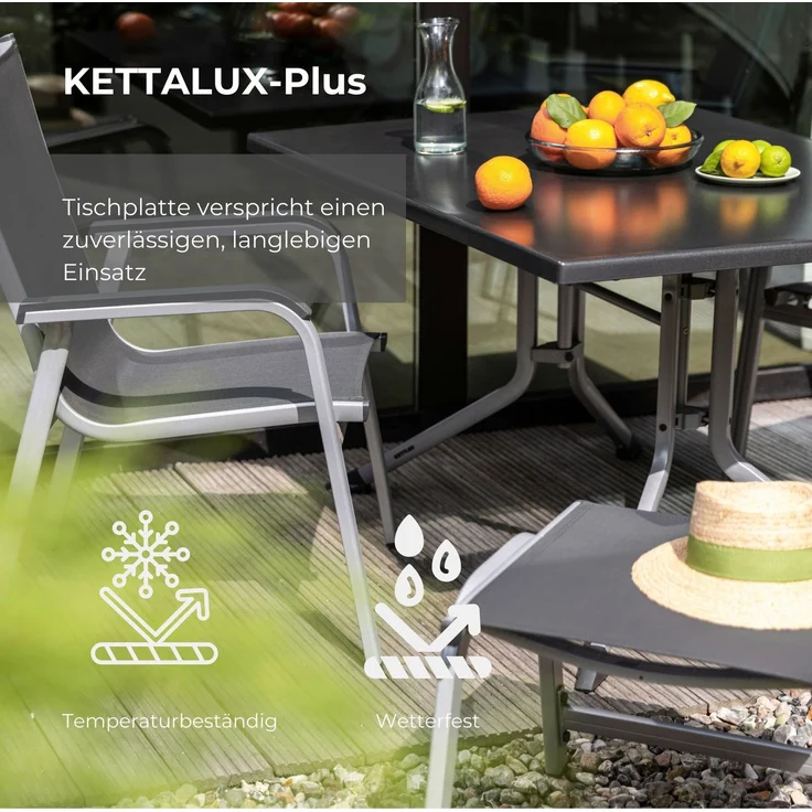 KETTLER Alu Balkon Klapptisch 80x80 cm Gartentisch Kettalux anthrazit – Bild 4