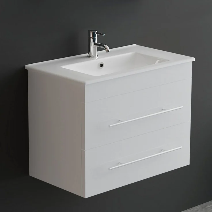 Alpenberger Badmöbel-Set Waschbecken mit Unterschrank - Waschbeckenunterschrank mit Schubladen, (Badezimmerschrank - Weiß, Schrank Badschrank - 70 cm), Gäste WC & Badezimmer Set - Waschtisch mit Nano – Bild 1