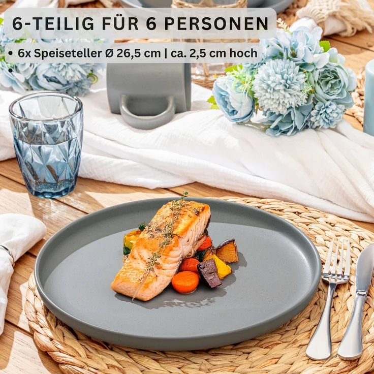 SÄNGER Steingut Speiseteller Leeds Shadow 6 teilig – Bild 2