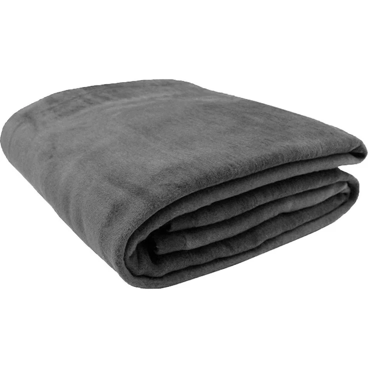 ZOLLNER Kuscheldecke mit Einfassband, 150x200 cm, grau – Bild 1