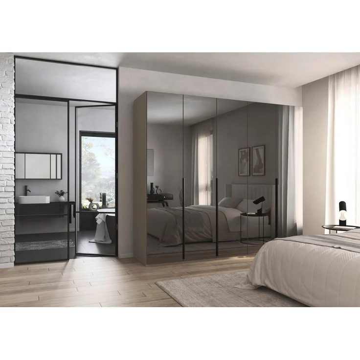 rauch Kleiderschrank Drehtürenschrank Schrank Garderobe Wäscheschrank BESTSELLER MONTCLAR (3 Ausstattungen BASIC/CLASSIC/PREMIUM (SOFT-CLOSE), Breiten 201-400 cm) Front in Glas/Hochglanz/Dekor/Grauspiegel in 5 Breiten MADE IN GERMANY – Bild 1