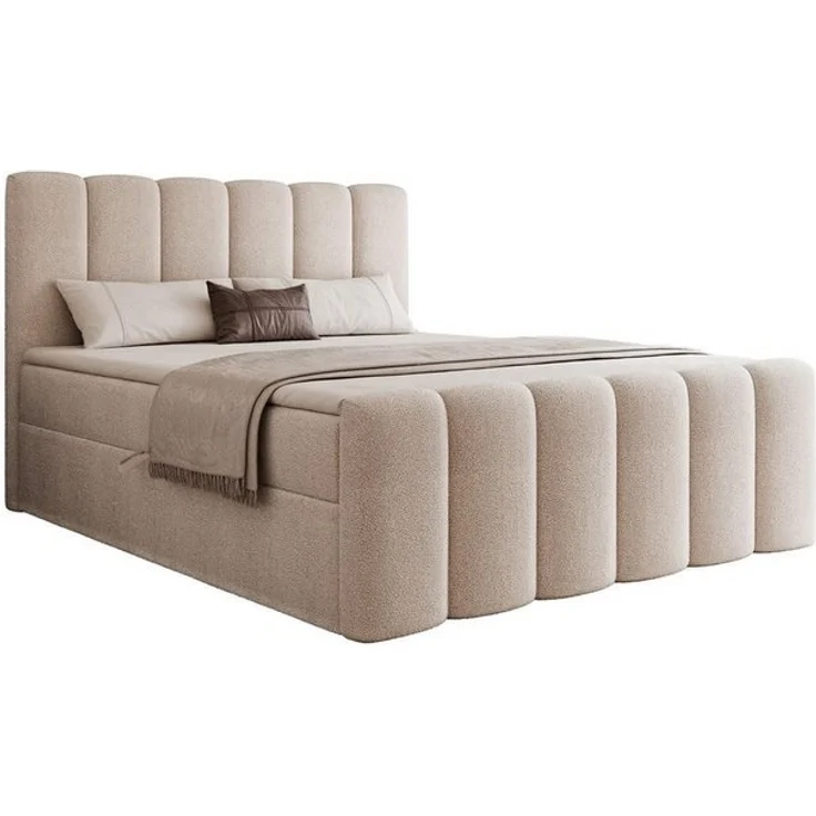 Compleo Boxbett BUBBLE, Wolkenbett, Bequem, Bonell, Topper, Doppelbett gepolstertes Kopfteil mit Bettkasten – Bild 4