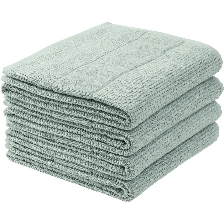Schiesser Handtücher Turin im 4er Set aus 100% Baumwolle, nachhaltig und fair produziert, Farbe:Eisblau, Größe:50x100 cm