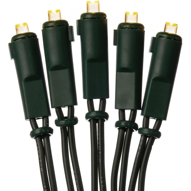 hellum 50 LED Mini Lichterkette innen mit grünem Kabel, 7,35m beleuchtet | LED Lichterkette warmweiß Stecker, Lichterkette 50 Kerzen als LED Weihnachtsbaumbeleuchtung, Partybeleuchtung