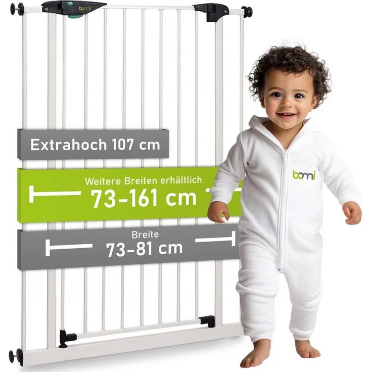 D3901 - Extrahoch 107 cm : Türschutzgitter Mira 73-81 cm Weiß