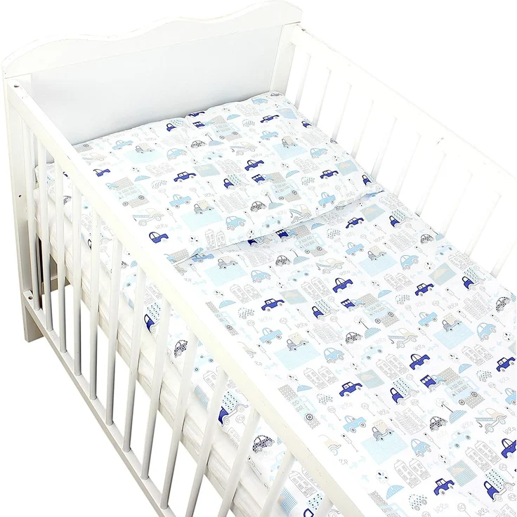 TupTam Kinderbettdecke-Set, Ganzjahresdecke, 2tlg., 1x Bettdecke, 1x Flachkissen, Autos Blau, 135x100 cm – Bild 6