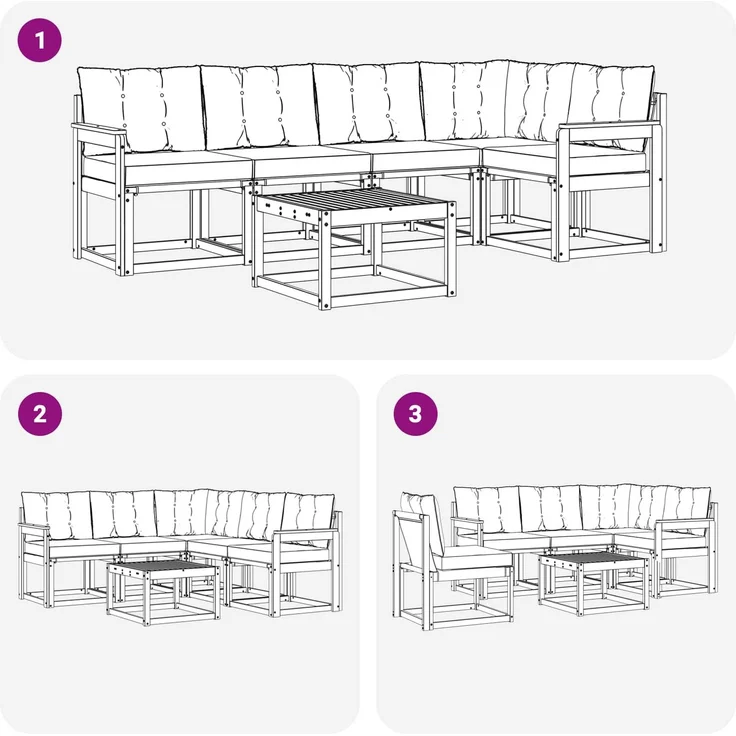 vidaXL Outdoor-Sofagarnitur 6 stk. 5-Sitzer Weiß und Beige 3389495 – Bild 9