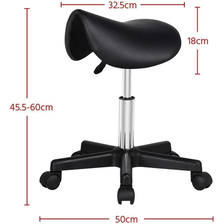 Yaheetech Drehhocker Höhenverstellbarer Sattelhocker mit 5 Rollen (1 St), Moderner Rollhocker Praxishocker – Bild 2