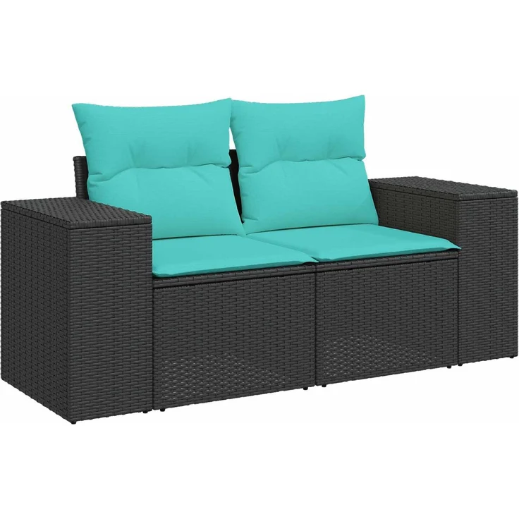 vidaXL Sofa Set 6 stk. Schwarz und Blau Polyrattan und Stahl 3447552 – Bild 3