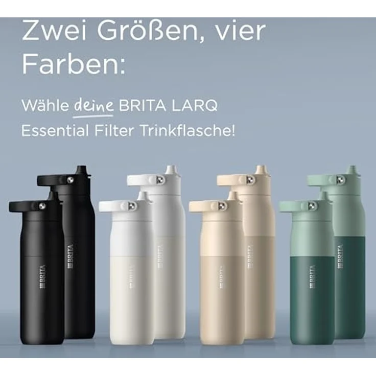 BRITA Trinkflasche BRITA LARQ Essential Filter Trinkflasche (1L) mit Strohhalm, Edelstahl Wasserflasche mit doppelwandiger Isolierung - hält 24h kalt – Bild 7