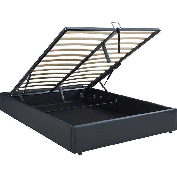 Polsterbett Nola 140x200 cm Kunstleder Schwarz [en. casa] – Bild 5