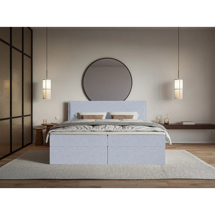 Selsey 'Softie' Boxspringbett 180x200 cm mit Topper und Stauraum, Chenille, Himmelblau – Bild 2