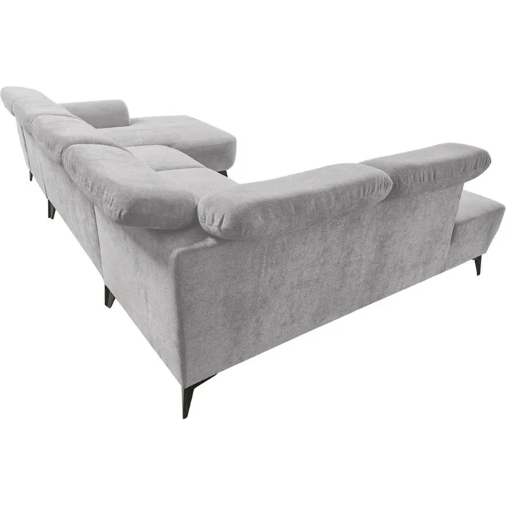 Wohnlandschaft Sofa U-Form ALETTE in Stoff Doha Grau Lange Schenkel Links – Bild 5