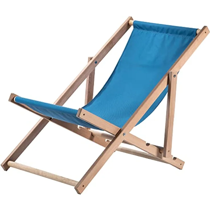 Kadax Holzliegestuhl, klappbare Gartenliege aus Buchenholz, hellblau, 53x78 cm, UV- und feuchtigkeitsresistent, Tragfähigkeit bis 120 kg